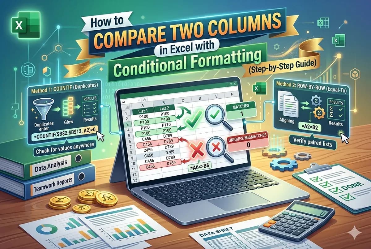 Excel Conditional Formatting to Compare Two Columns