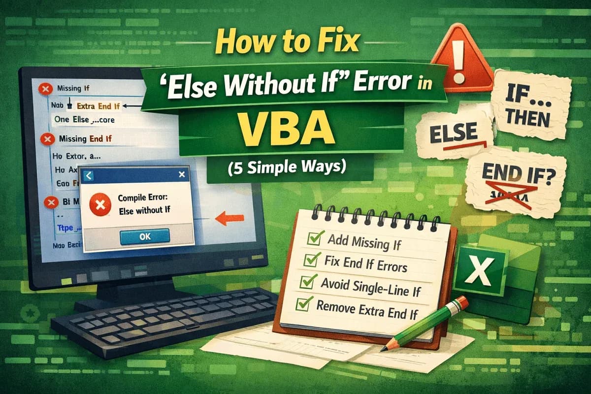 How to Fix 'Else Without If' Error in VBA (5 Simple Ways)