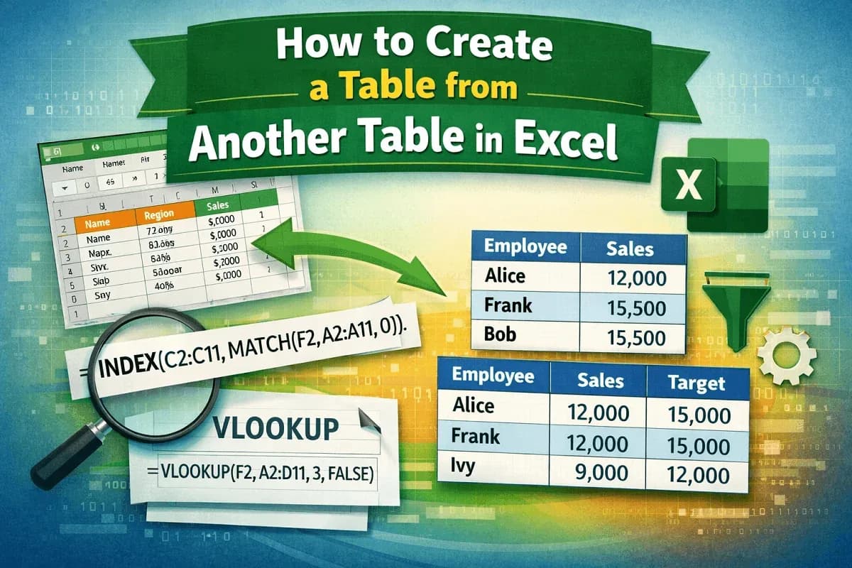 How to Create a Table from Another Table in Excel