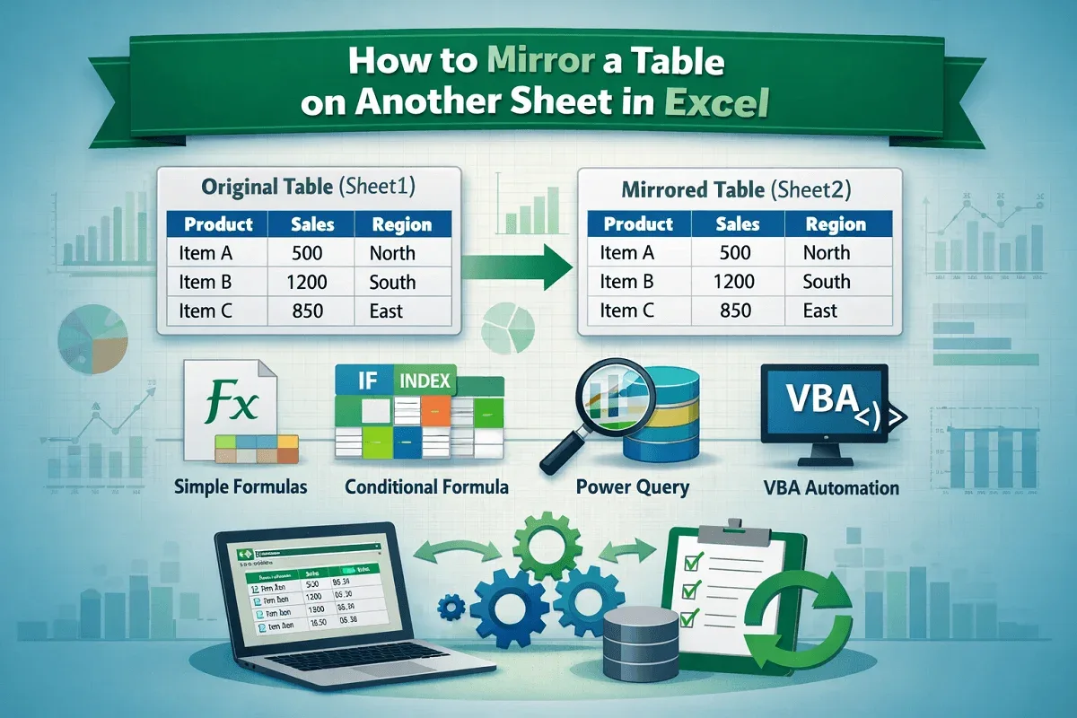 How to Mirror a Table on Another Sheet in Excel