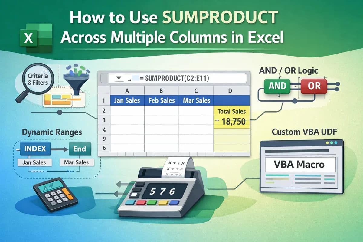 How to Use SUMPRODUCT Across Multiple Columns in Excel