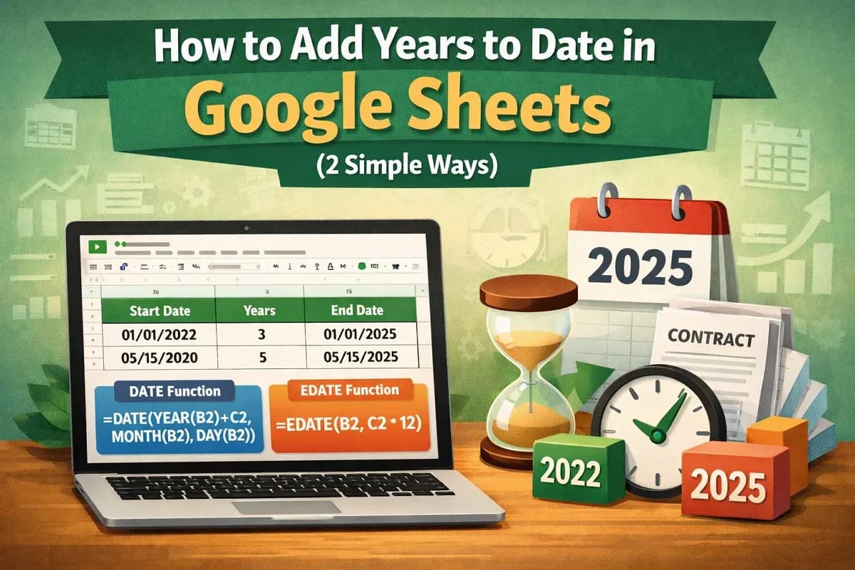 How to Add Years to Date In Google Sheets (2 Simple Ways)