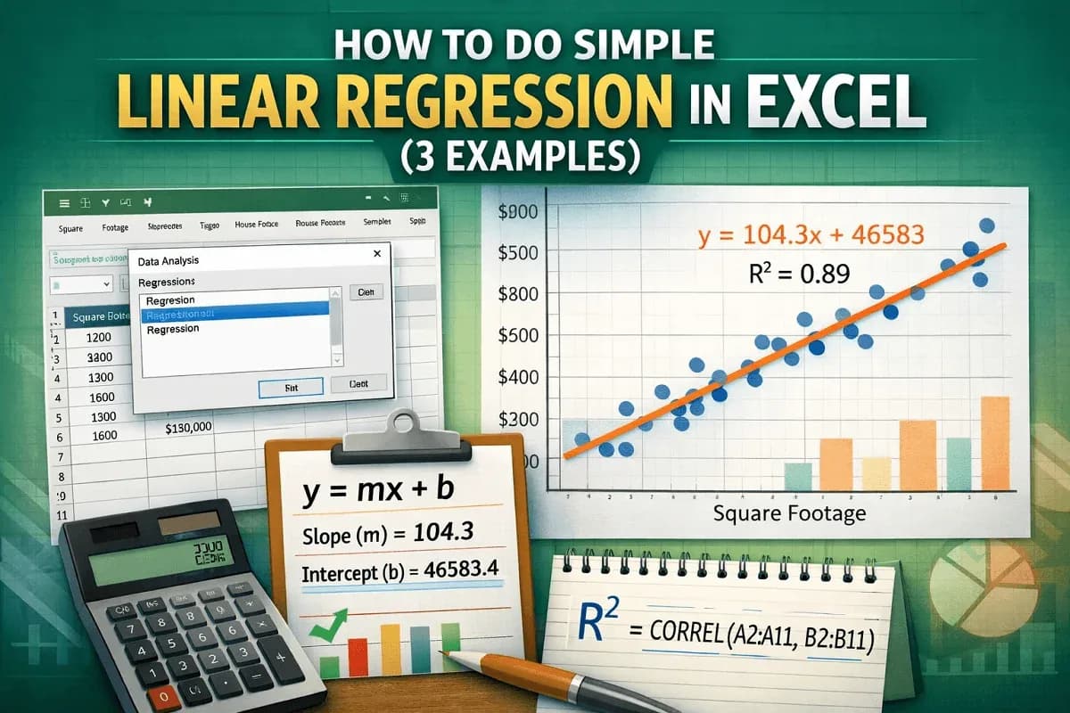 How to Do Simple Linear Regression in Excel (3 Examples)