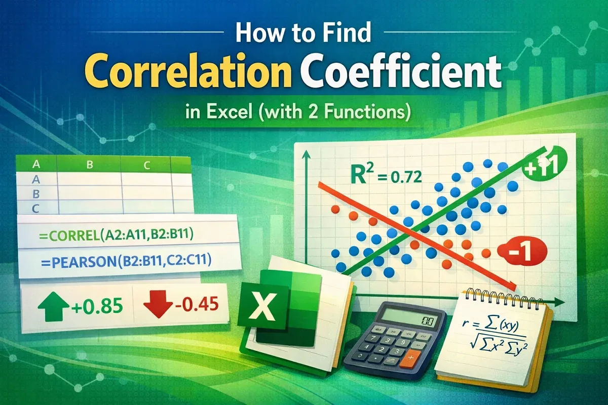 How to Find Correlation Coefficient in Excel (with 2 Functions)