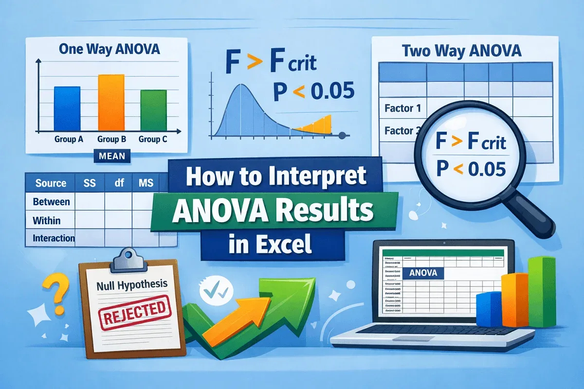 How to Interpret ANOVA Results in Excel (One & Two Way Tests)