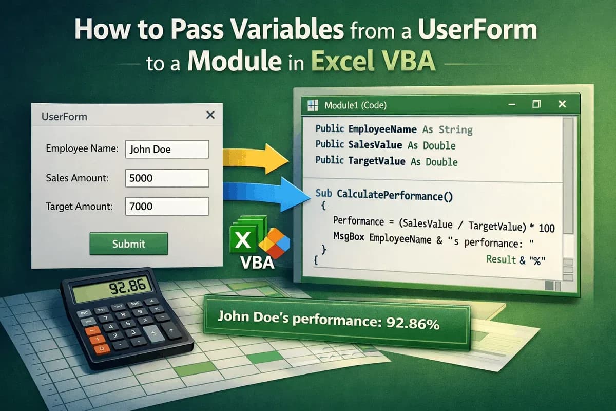 How to Pass Variables from a UserForm to a Module in Excel VBA