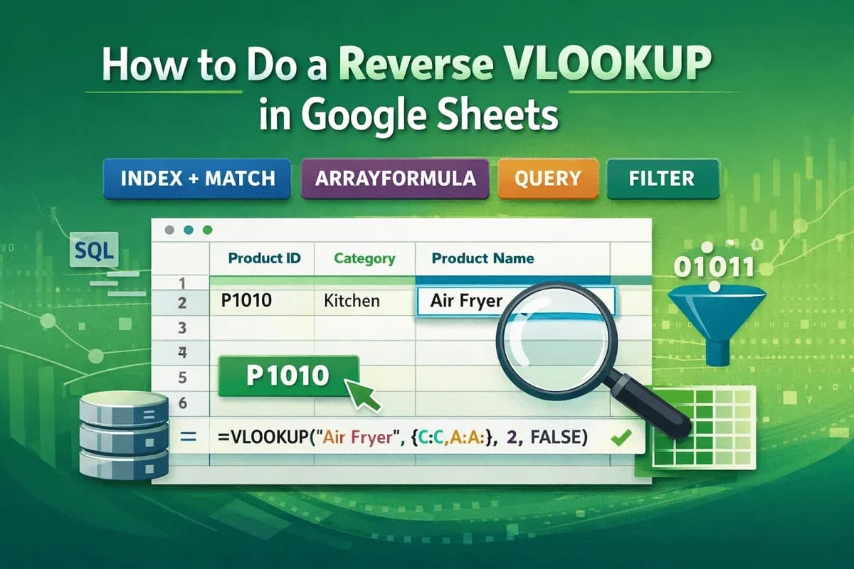 How to Do a Reverse VLOOKUP in Google Sheets (5 Examples)
