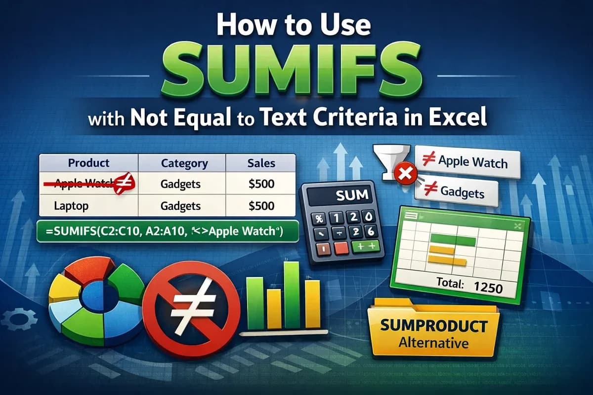 How to Use SUMIFS with Not Equal to Text Criteria in Excel