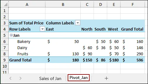 Applying GETPIVOTDATA Function to Extract Specific Data from Another Sheet