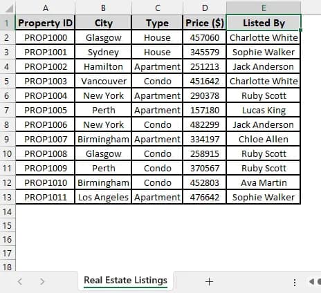 Hide Row and Column Headings Using the View Tab Option