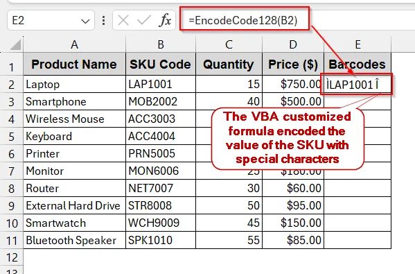 Use a VBA Font Encoder for Advanced Barcodes (Code 128)