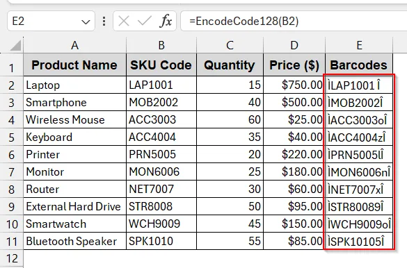Use a VBA Font Encoder for Advanced Barcodes (Code 128)