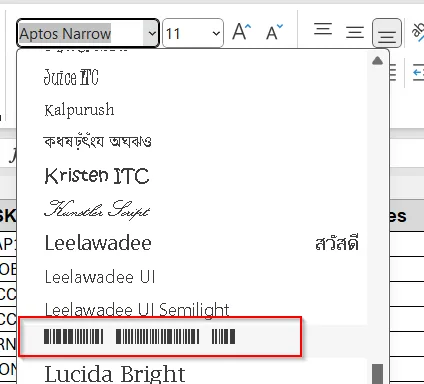Install and Apply a Free Barcode Font by Code 39