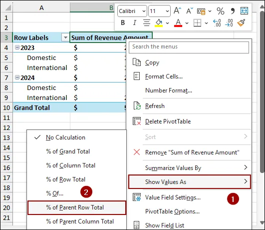 Using Show Value As Feature to Calculate Percentage of Grand Total