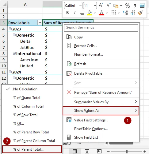 Using Show Value As Feature to Calculate Percentage of Grand Total