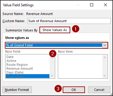 Using Field Setting Tool to Calculate Percentage of Grand Total