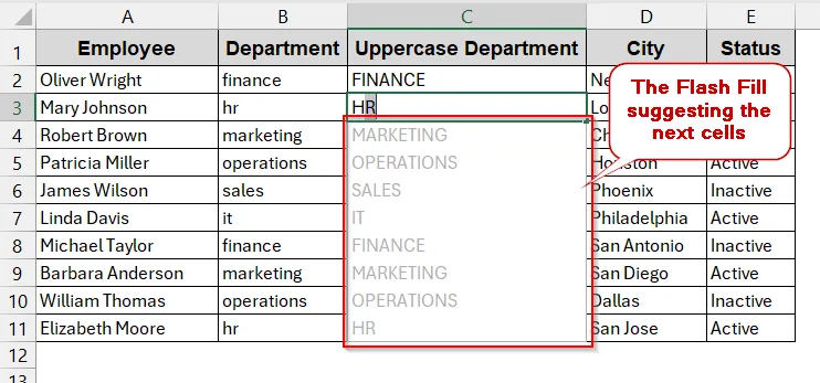 Use Flash Fill to Capitalize Text Without Formula