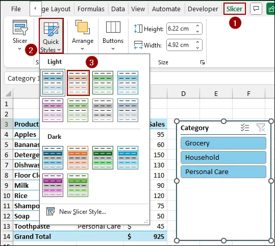 Using Slicer Style Feature to Change Slicer Color