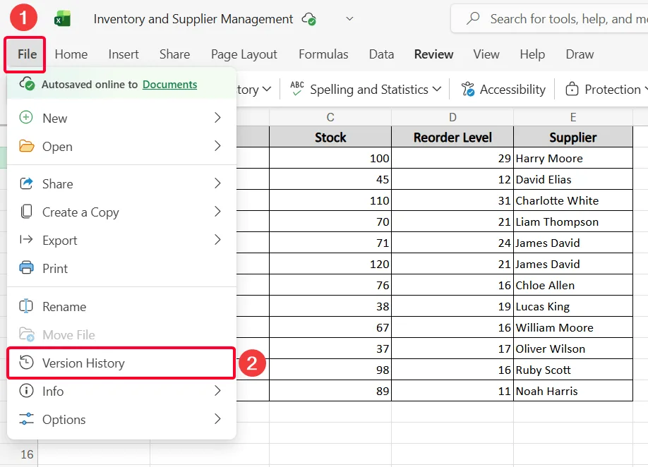 Apply the Version History Feature to Check Snapshot of All Edits
