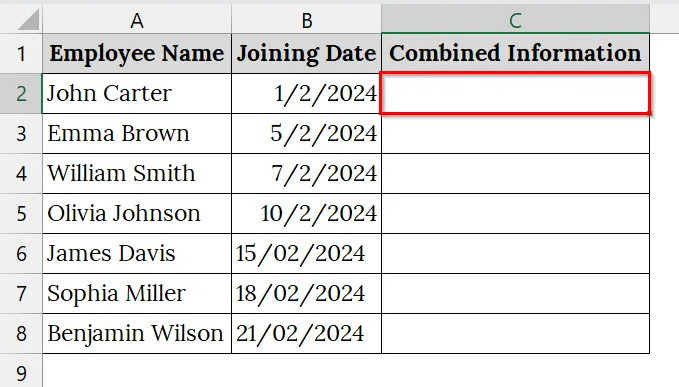 Using the CONCAT Function to Combine Date and Text in Excel