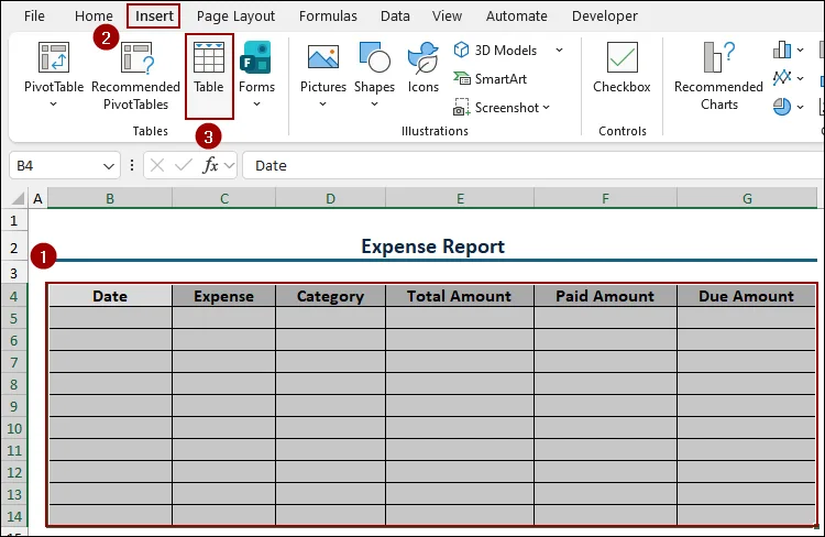 Steps to Create an Expense Report in Excel