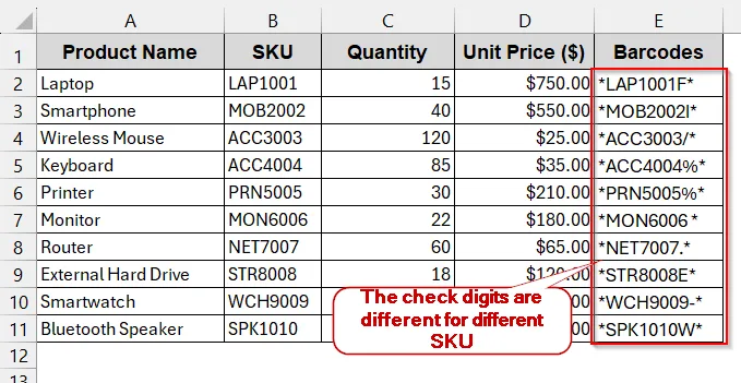 Using Check Digit by MOD 43 (Optional)