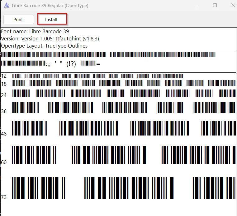 Install and Apply the Free Code 39 Font in Excel