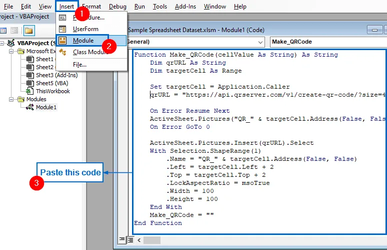 Use VBA Editor to Generate QR Codes Automatically