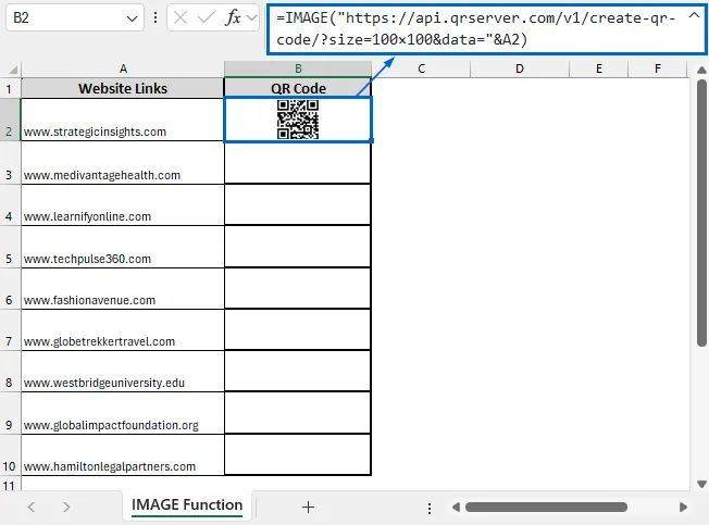 Generate QR Code Using IMAGE Function with External Link