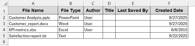 Extract Internal Document Properties with VBA