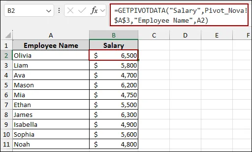 Applying GETPIVOTDATA Function to Link Specific Data From Pivot Table