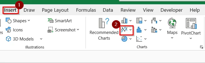 Create a Stacked 2-D Area Chart in Excel