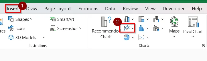 Make a Simple 2-D Area Chart in Excel