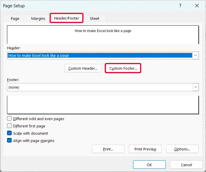 Steps to Make an Excel Spreadsheet Look Like a Page