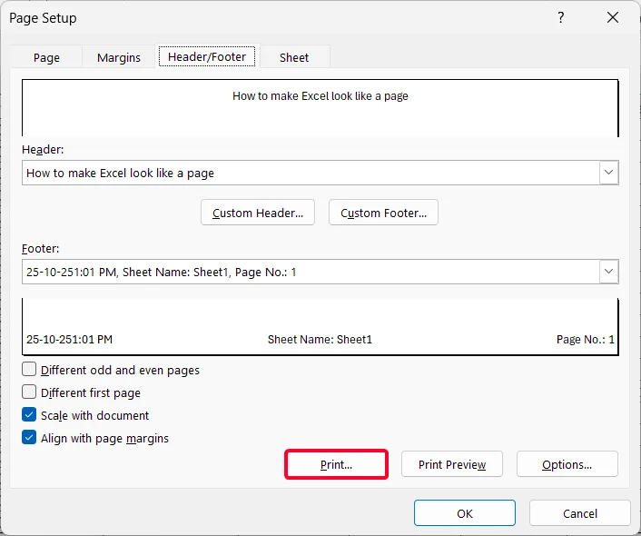 Steps to Make an Excel Spreadsheet Look Like a Page