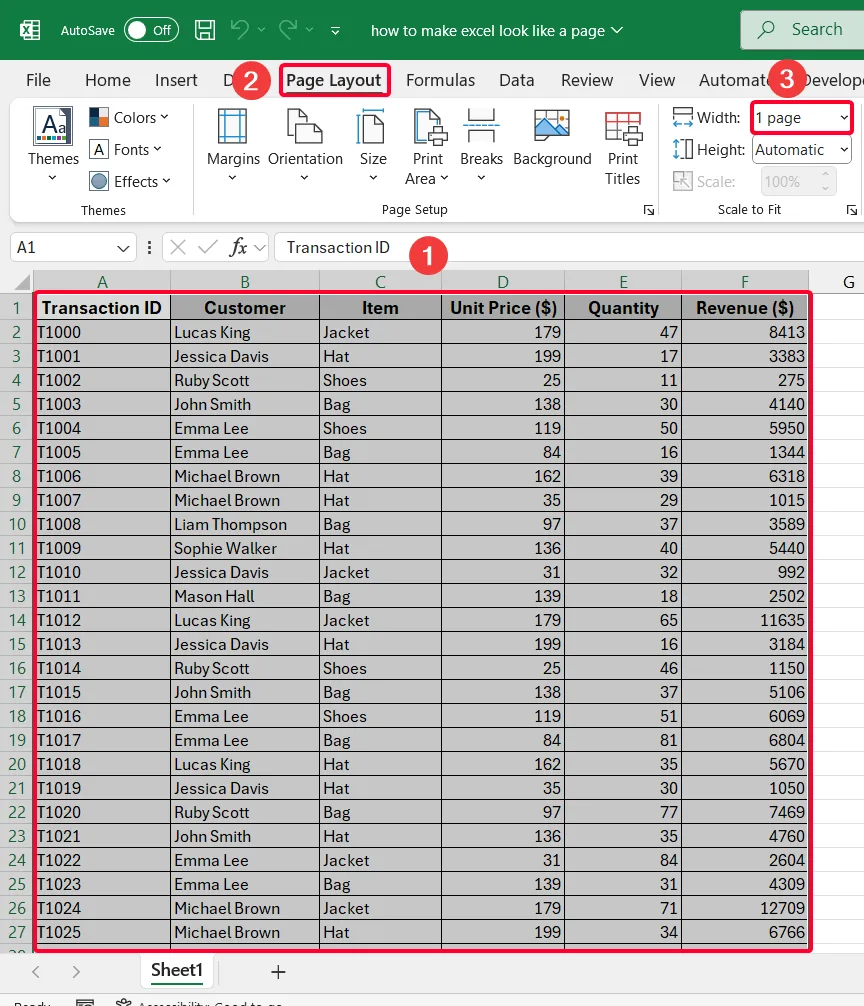 Customizing Page Layout in Excel