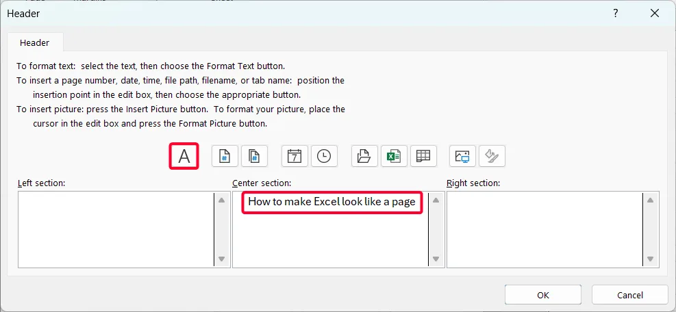 Steps to Make an Excel Spreadsheet Look Like a Page