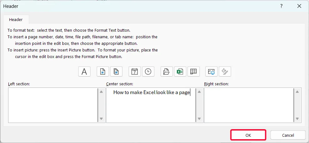 Steps to Make an Excel Spreadsheet Look Like a Page