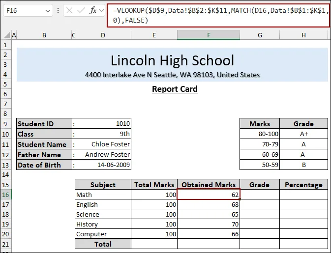 Steps to Make a Report Card in Excel