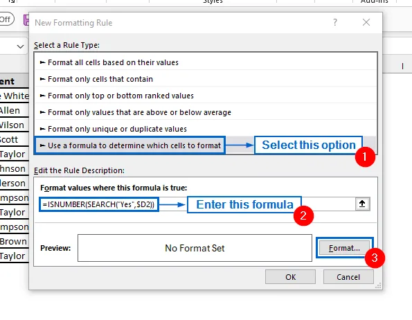 Make Yes Green and No Red Using Custom Conditional Formatting Rules
