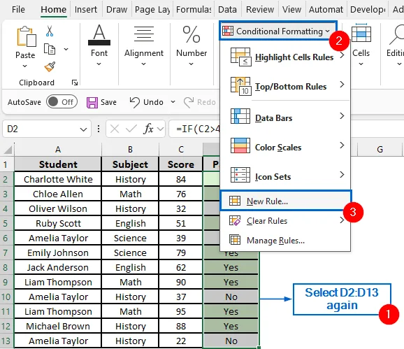 Make Yes Green and No Red Using Custom Conditional Formatting Rules