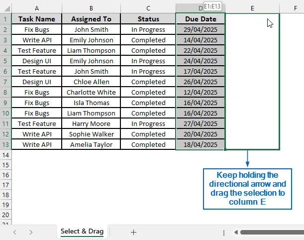 Select and Drag to Move a Group of Cells Instantly