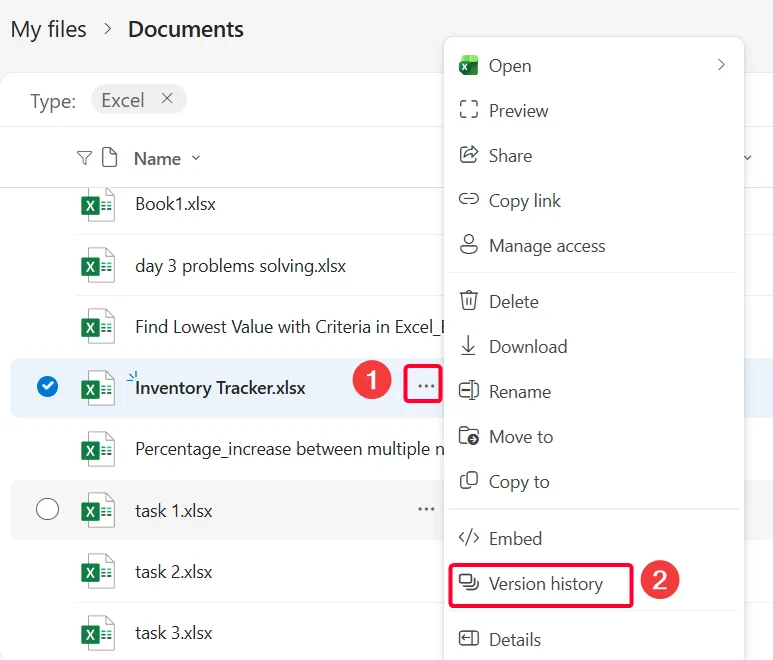 Recover Saved File from OneDrive