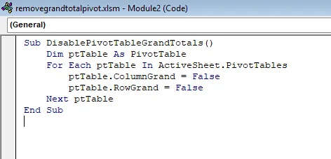 Advanced Grand Total Removal from Pivot Table Using VBA