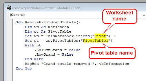 Removing Grand Totals Using VBA Code