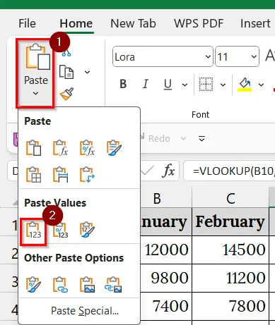 Copy VLOOKUP Formula and Paste as Value Only