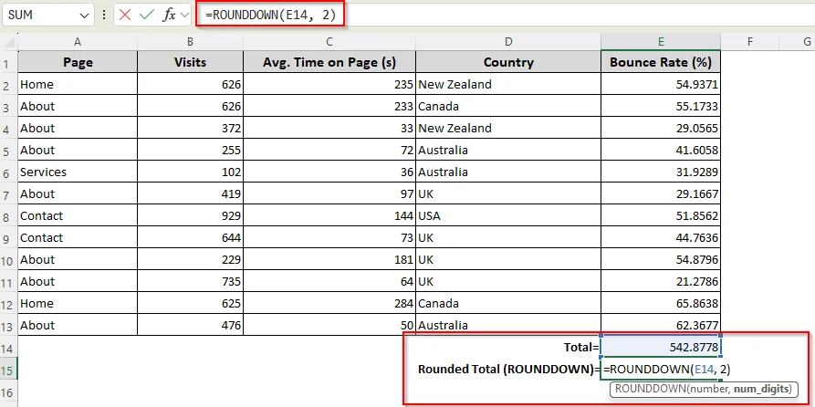 Applying the ROUNDUP or ROUNDDOWN Function