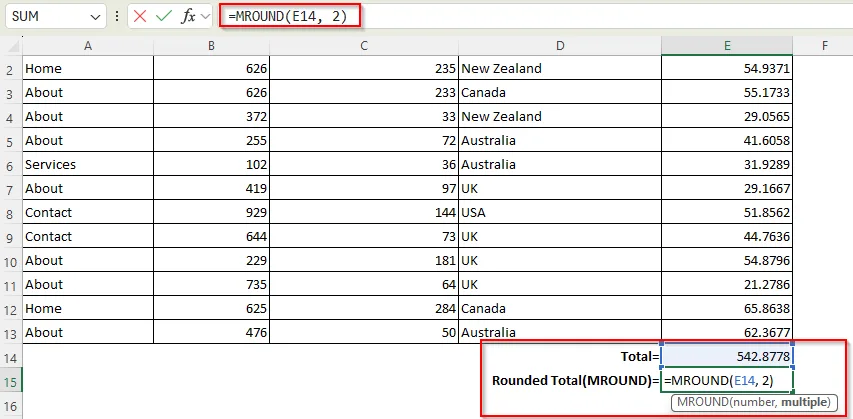 Round Number to Specified Multiples with the MROUND Function