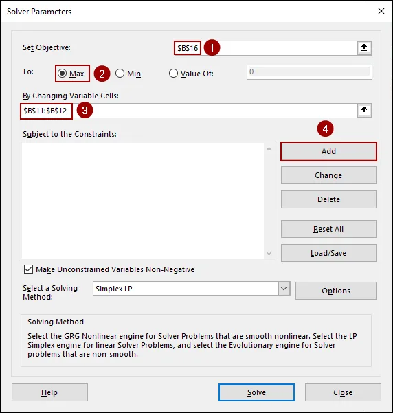 Steps to Use Solver for Linear Programming in Excel
