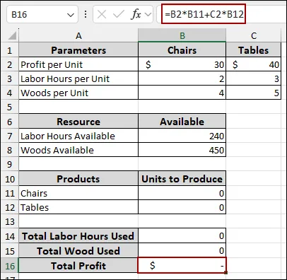 Steps to Use Solver for Linear Programming in Excel
